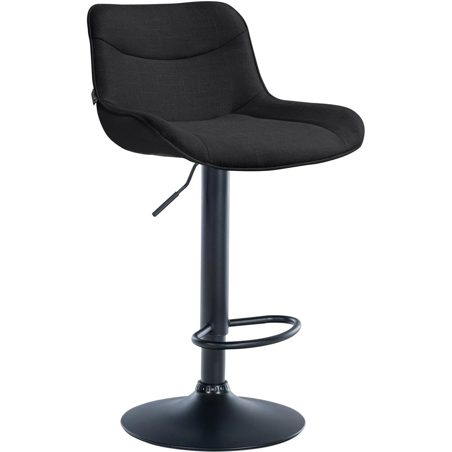 DELUKE Barhocker RAGAD Stoff Schwarz 49x51x85cm Schwarz Barstuhl Höhenverstellbar Mit Lehne Drehbar Tresenhocker Tresenstuhl