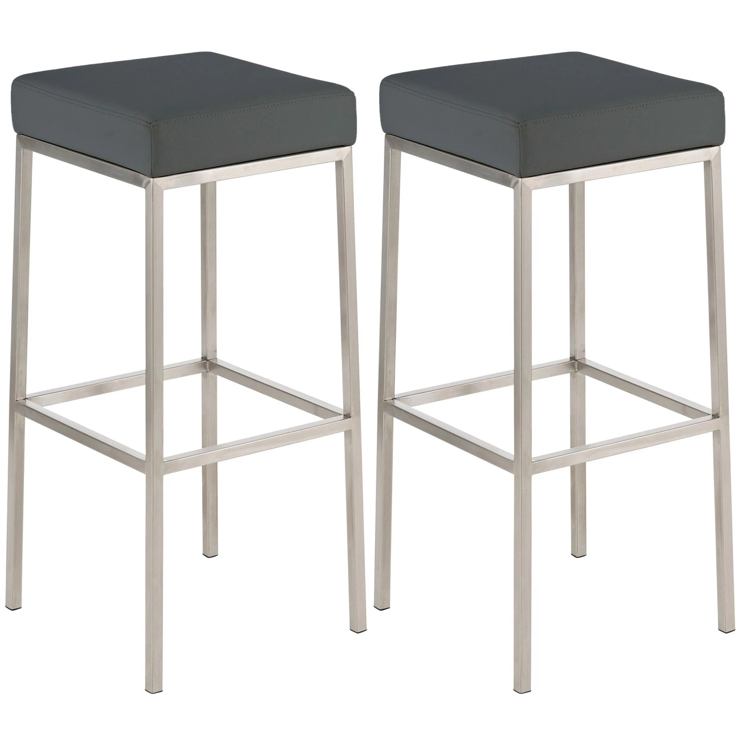 DELUKE 2er Set Barhocker BIDAN Kunstleder Grau 37x37x85cm Barstuhl Mit Lehne Tresenhocker Tresenstuhl