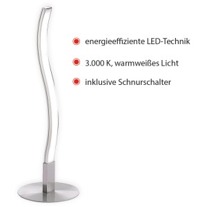 Moderne LED Tischleuchte Wave von Just Light aus Stahl, 30 cm hoch.