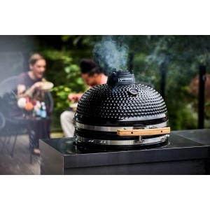 MyOutdoorKitchen Kamado Modul Black Collection. Schwarzer Keramikgrill mit Thermometer für Outdoorküchen.