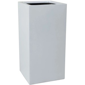 Weißer Vivanno Pflanzkübel Block, 40x40x80 cm, aus Fiberglas für Garten & Terrasse.