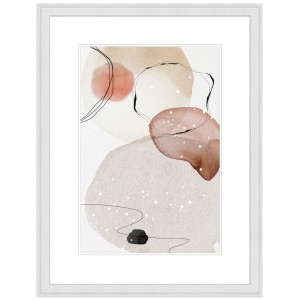 Weißer Bilderrahmen aus Holz, 29,7x42 cm, mit abstraktem Bild im klassischen Stil.