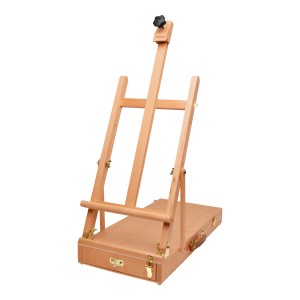 Artina Le Mans Staffelei aus Buchenholz, zusammenklappbar mit Schublade für Malutensilien.