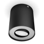 Schwarzer Philips Hue Pillar LED-Aufbauspot mit Dimmschalter für stimmungsvolles Licht.