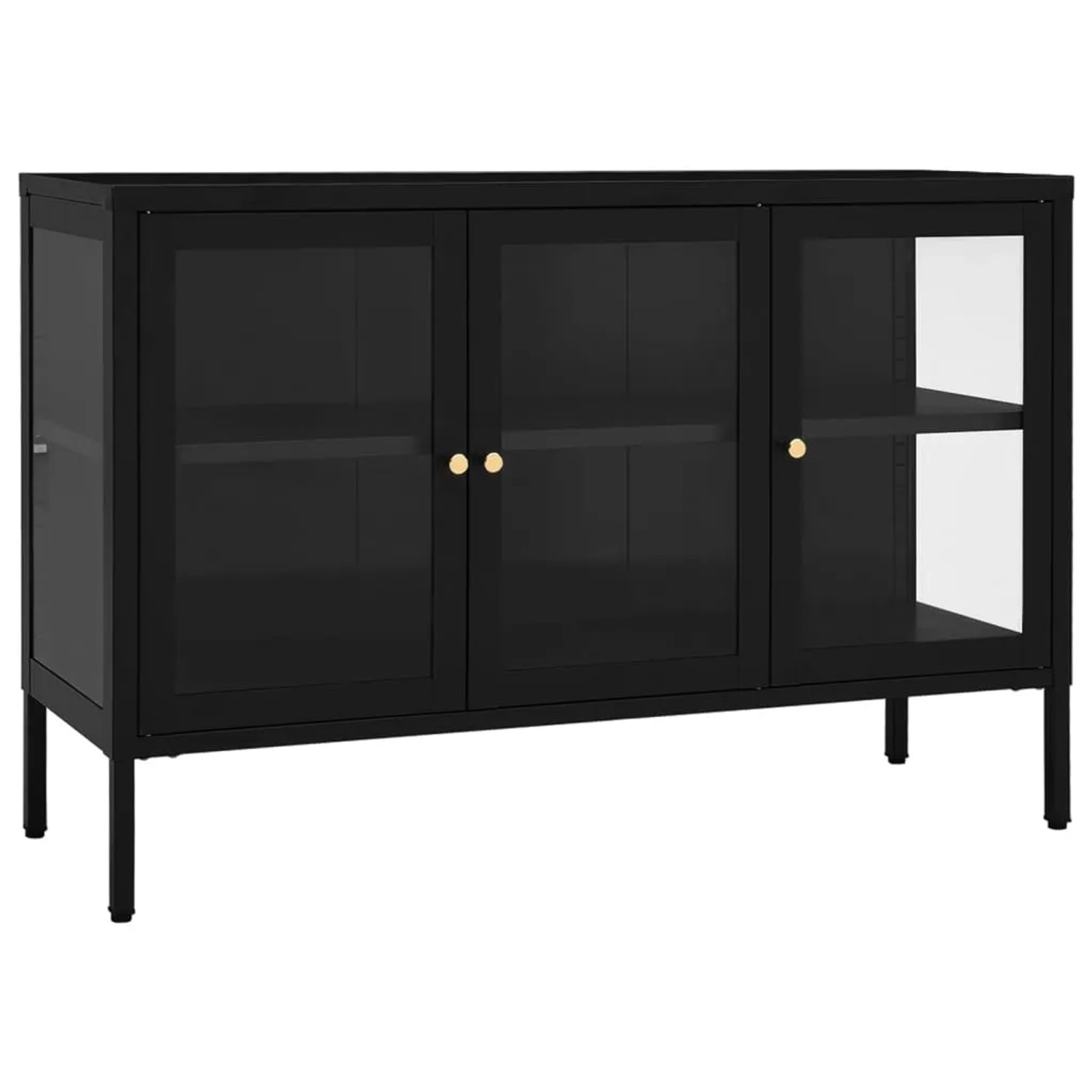 vidaXL Sideboard Schwarz 70x35x70 cm Stahl und Glas 336067