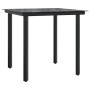 vidaXL Garten-Essgruppe, 5-teilig, mit schwarzem Poly Rattan und Stahltisch mit Glasplatte.