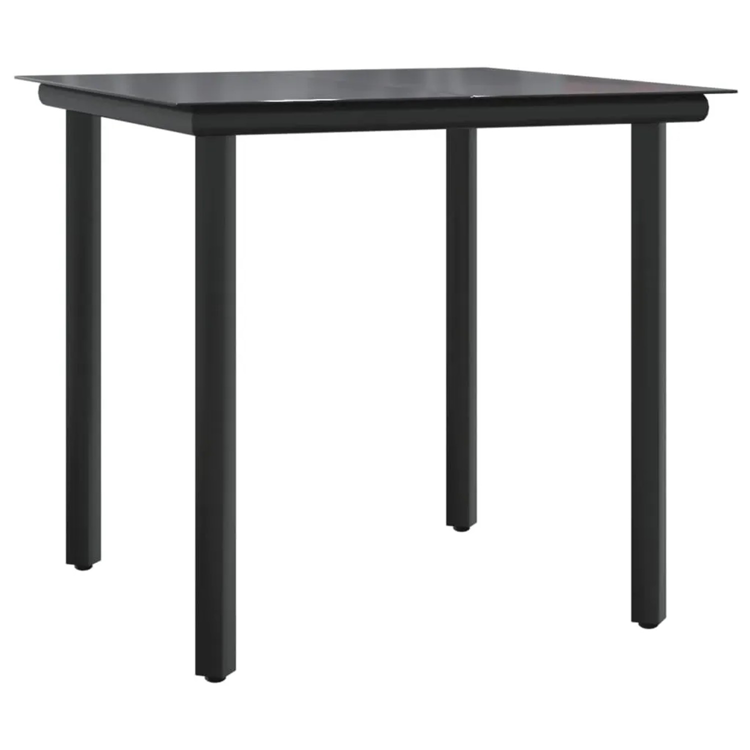 vidaXL Garten-Essgruppe, 5-teilig, mit schwarzem Poly Rattan und Stahltisch mit Glasplatte.