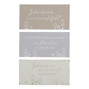 Mehrfarbiges Deko-Schild Nordy von Boltze Home mit Haus-Motiven und Sprüchen zum Thema Zuhause.