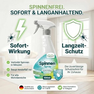 HomeBugProtect Spinnen Spray Für Wohnung Balkon Garten 500 ml Sprühflasche