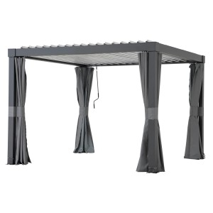 Sunjoy Vorhang für Matterhorn Multi-Pergola 306x306 cm, grau, für mehr Privatsphäre auf der Terrasse.