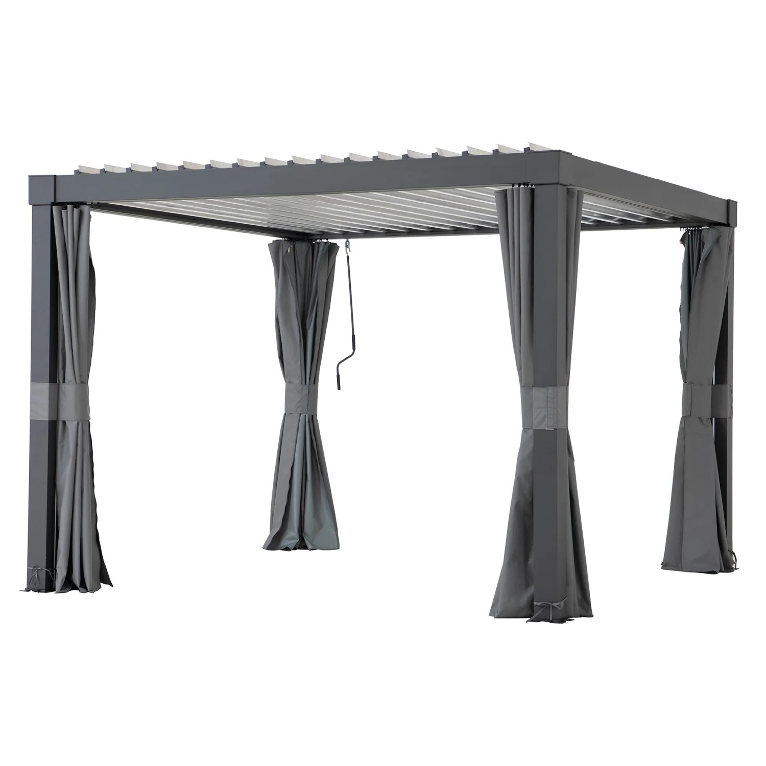 Sunjoy Vorhang für Matterhorn Multi-Pergola 306x306 cm, grau, für mehr Privatsphäre auf der Terrasse.