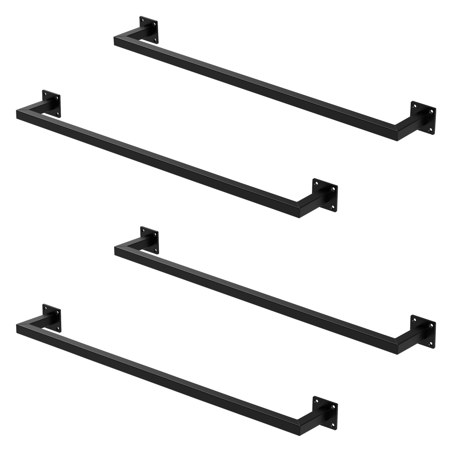 ML-Design 4Er Set Kleiderstange Rechteck für die Wand T12cmxB90cm Schwarz U günstig online kaufen