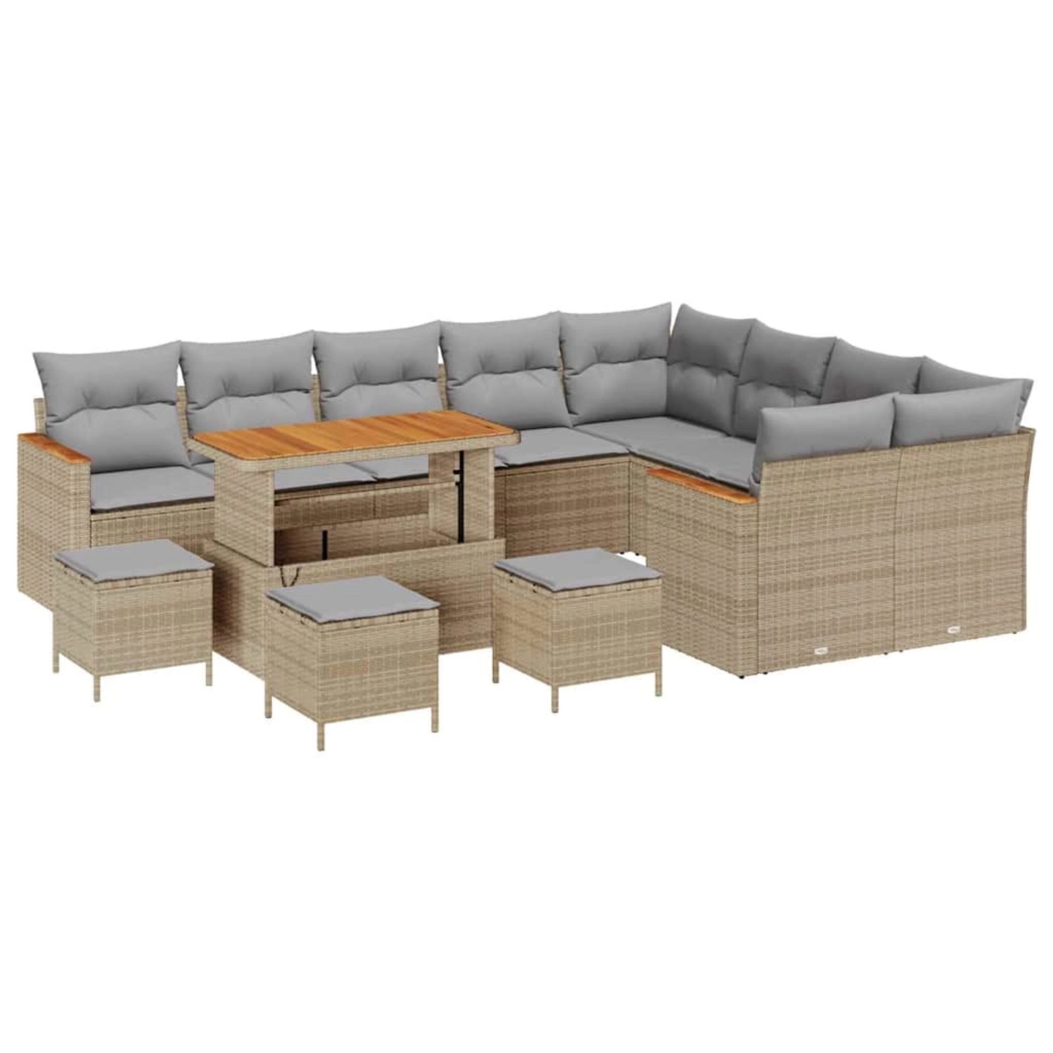 vidaXL Garten-Sofa-Set mit Kissen 13-Tlg Beige Poly Rattan 3363092 günstig online kaufen