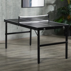 Schwarze, klappbare Mini-Tischtennisplatte mit Netz von SPORTNOW für Spiel und Spaß.