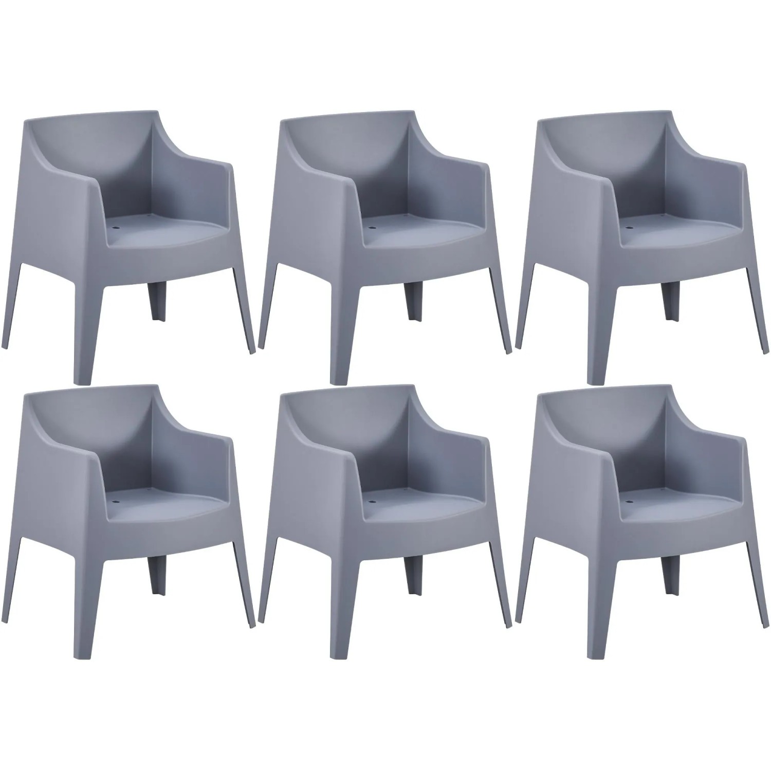 CLP 6er Set Gartenstühle Bartal Grau