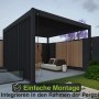 Anthrazitfarbene Weide Lamellenwand aus Aluminium für Weide Pergola, seitliche Montage.