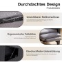 Details des Rattansessels mit verstellbarer Lehne und Fußstütze.