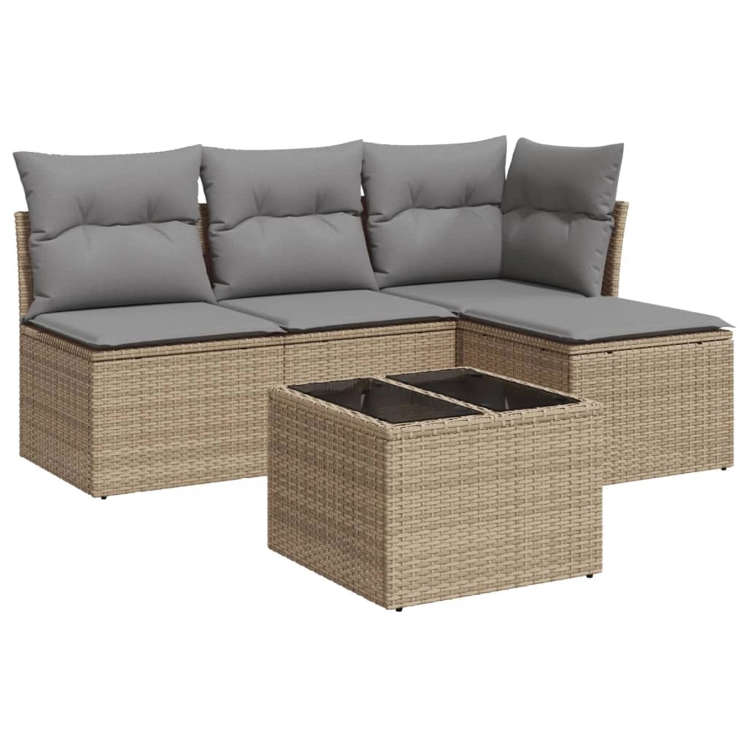 vidaXL 5-Tlg Garten-Sofagarnitur mit Kissen Beige Poly Rattan 3217509 günstig online kaufen