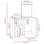 vidaXL Schminktisch in Betongrau mit Spiegel, Schublade und Schrankfach. Abmessungen: 90x50x132,5 cm.
