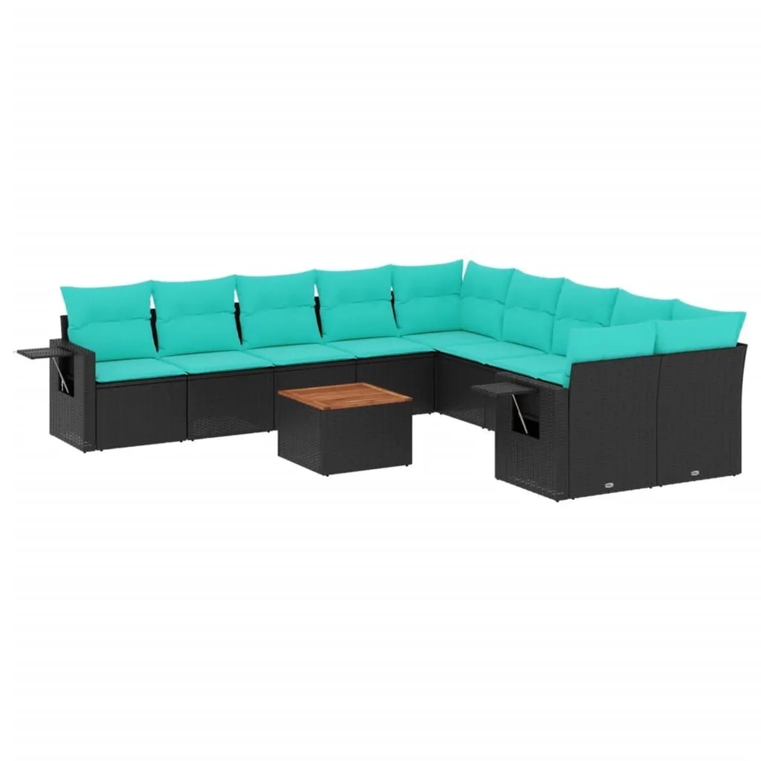vidaXL 11-Tlg Gartensofa-Set mit Kissen Schwarzes Polyrattan 3224755 günstig online kaufen
