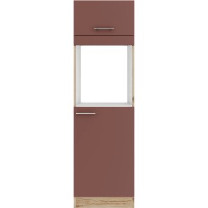 OPTIFIT Bari407 Geräteumbauschrank, 60 cm, Rostrot, für Backofen und Kühlschrank.