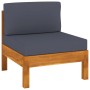 vidaXL Gartenmöbel: Lounge-Sofa aus Akazienholz mit dunkelgrauen Auflagen.