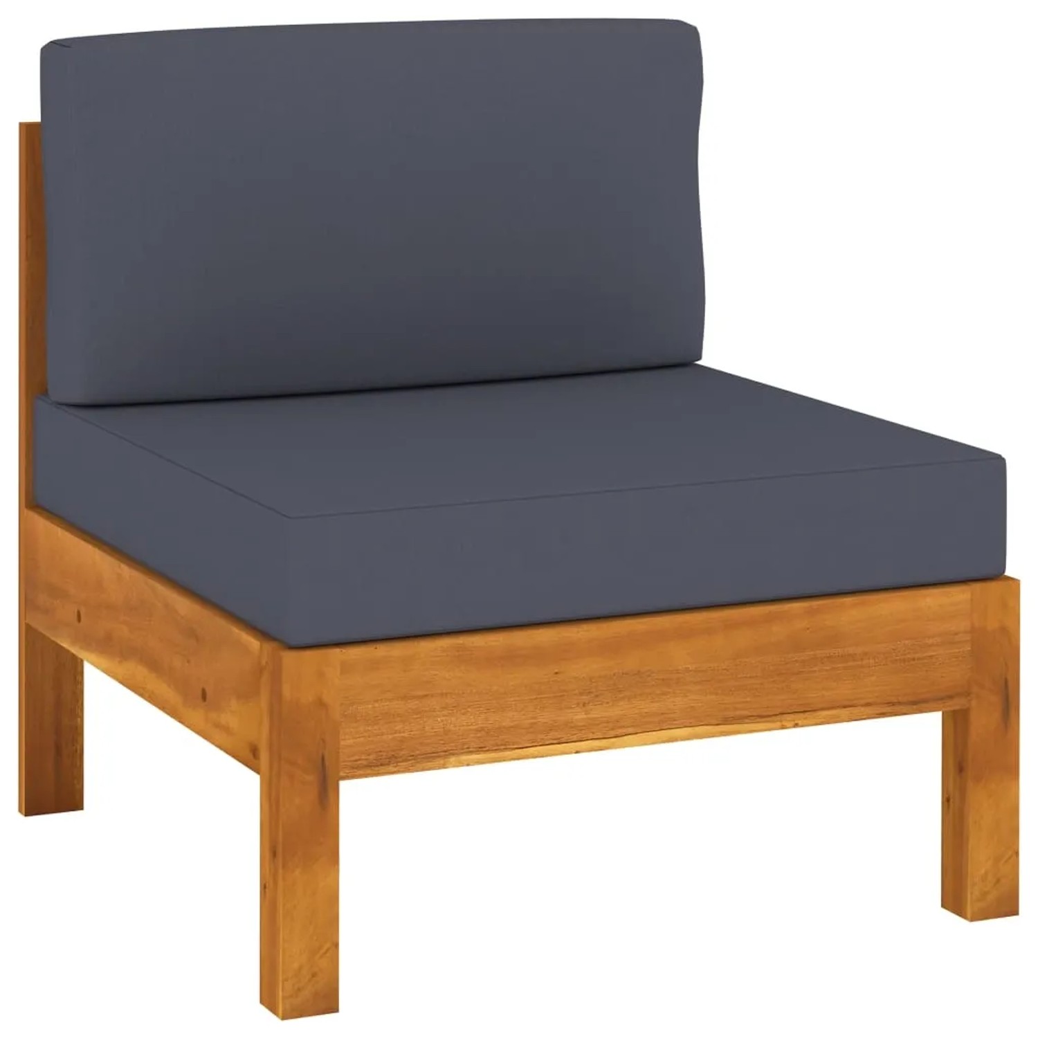 vidaXL Gartenmöbel: Lounge-Sofa aus Akazienholz mit dunkelgrauen Auflagen.