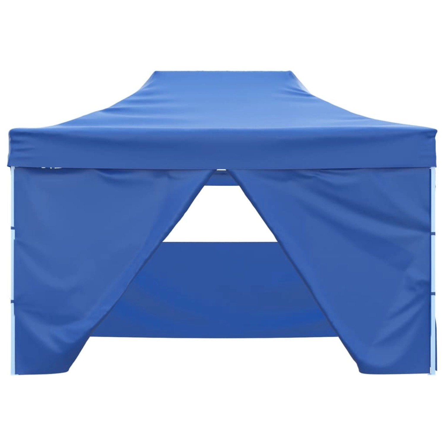Blaues vidaXL Faltzelt 3x4,5m mit 4 Seitenteilen für Garten & Outdoor-Events.