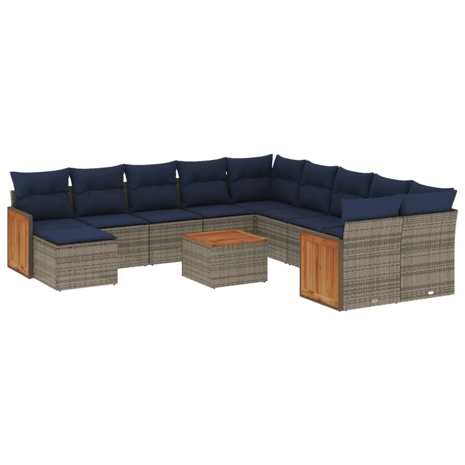 vidaXL 12-Tlg Gartensofa-Set mit Kissen Grau Polyrattan 3228259 günstig online kaufen