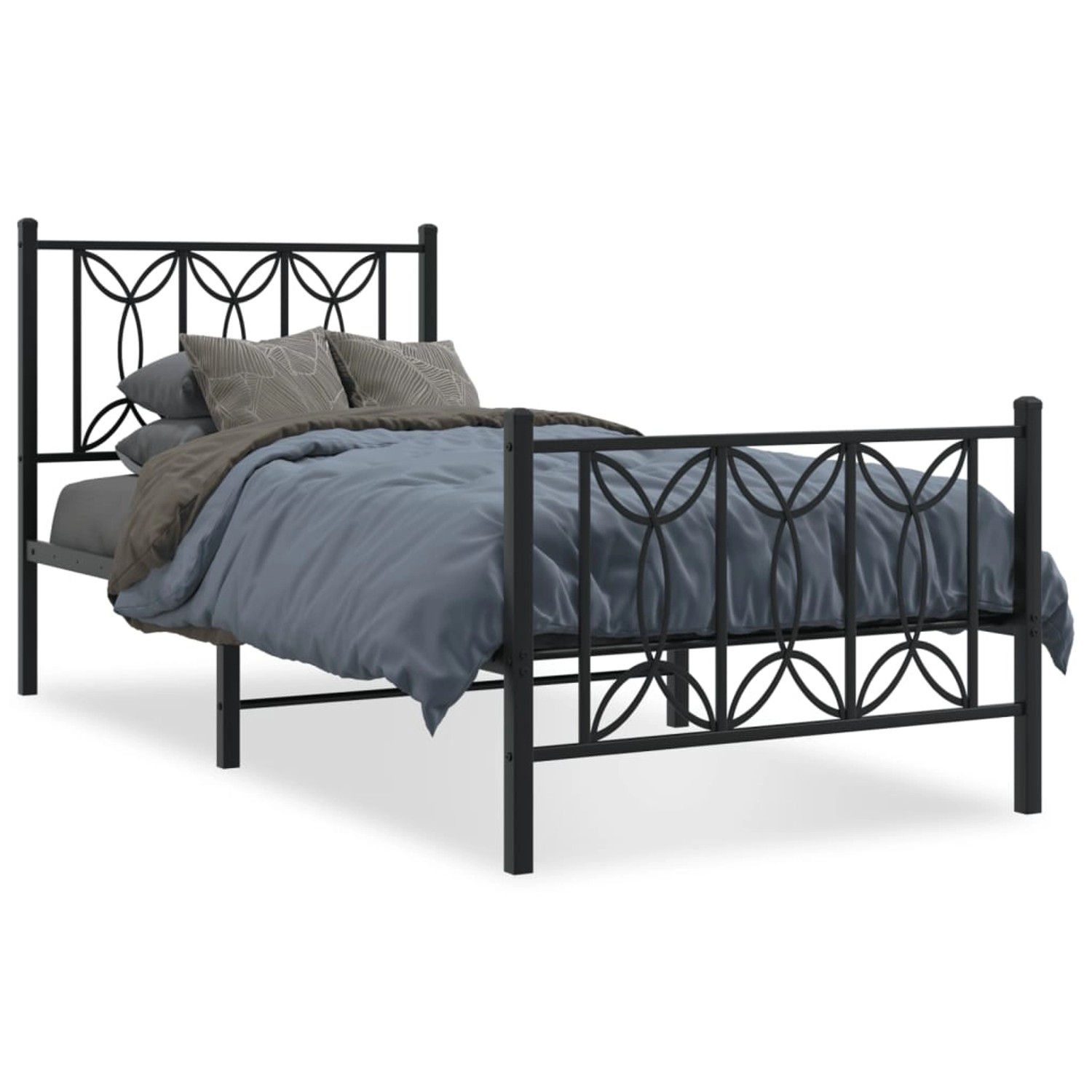 vidaXL Bettgestell mit Kopf- und Fußteil Metall Schwarz 75x190 cm 376136 günstig online kaufen
