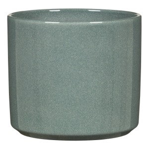 Runder Übertopf 631/14 Sage Pearl aus glänzender Keramik, 100% wasserdicht. Ideal für Pflanzen.