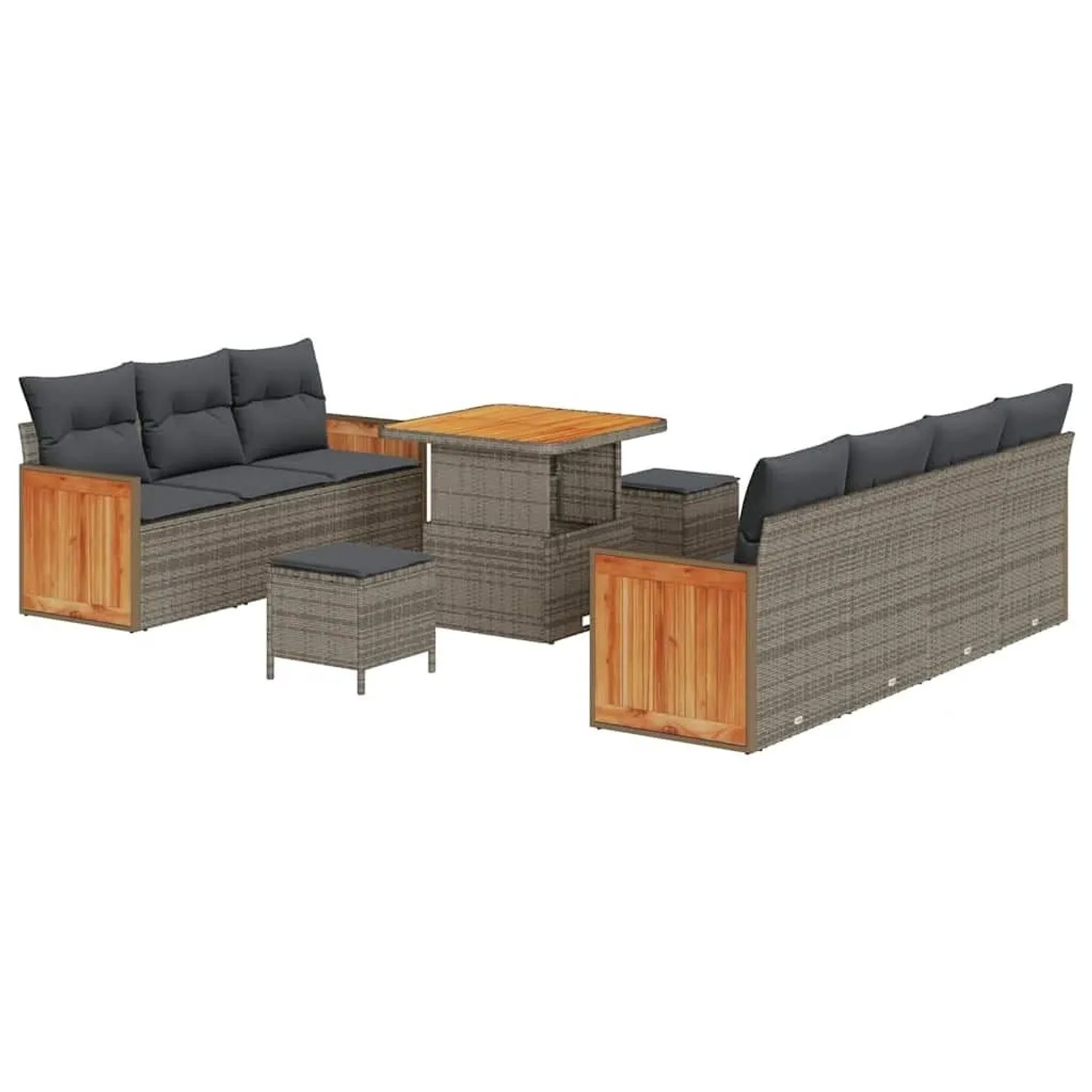 Thumbnail - vidaXL Gartensofa-set mit Kissen 10-Tlg Grau 3363268