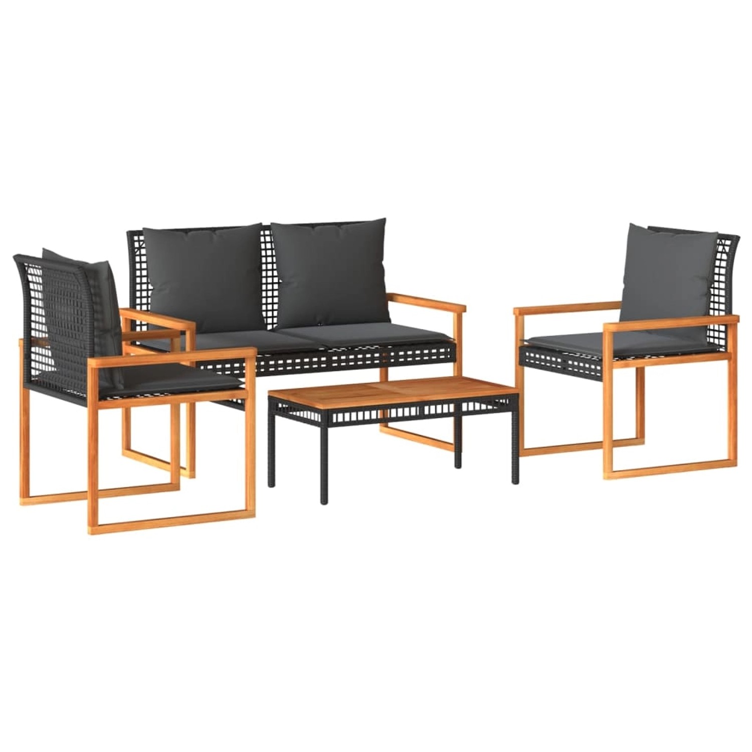 vidaXL 4-tlg Garten-Lounge-Set mit Kissen Schwarz Poly Rattan Modell 23 günstig online kaufen