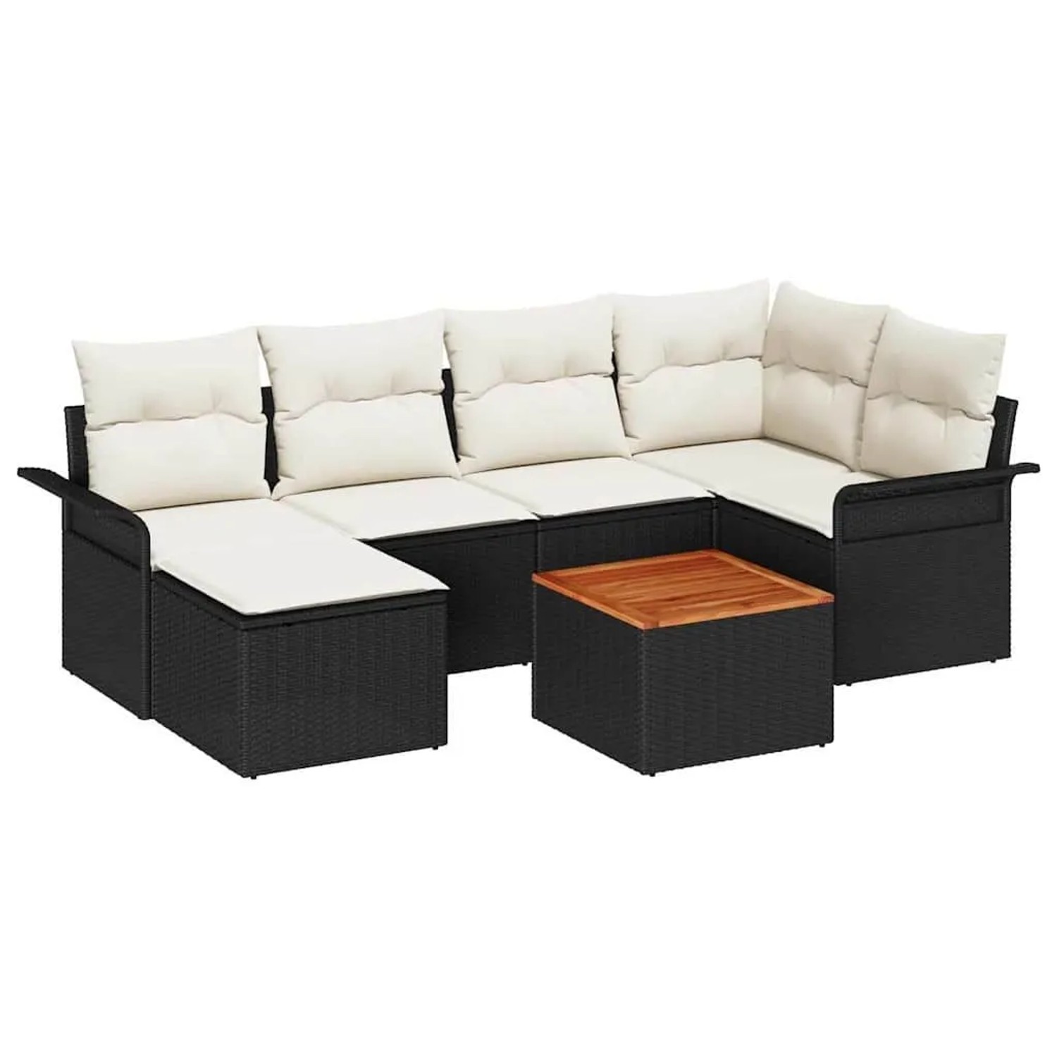 vidaXL Gartensofa-Set mit Speicher 7 Stk Schwarz und Creme Poly-Rattan 3356017