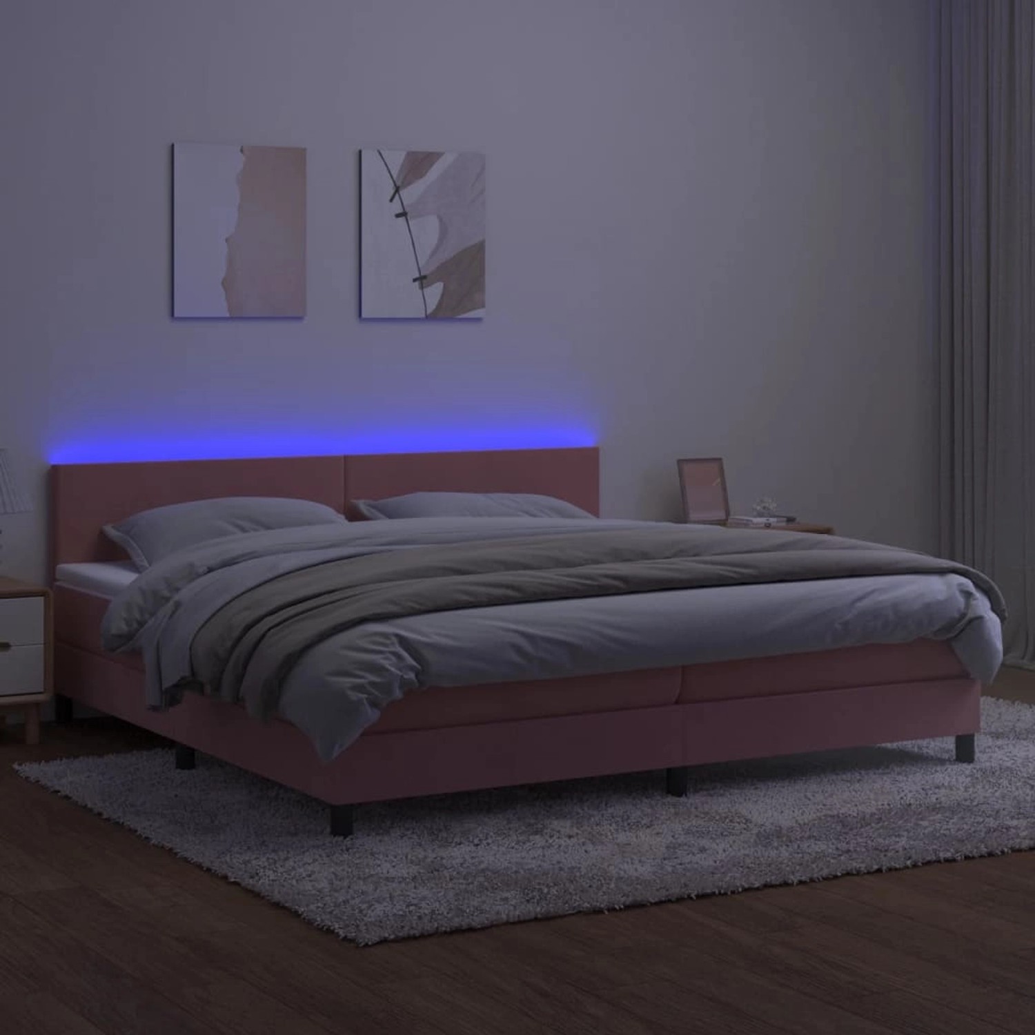 vidaXL Boxspringbett mit Matratze & LED Rosa 200x200 cm Samt 3134308 günstig online kaufen