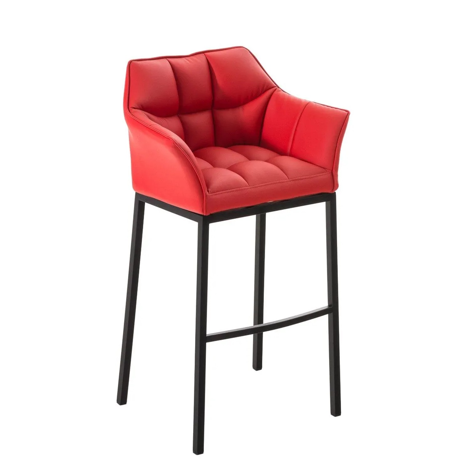 DELUKE Barhocker GIBEL Kunstleder Rot 64x48x110cm Schwarz Barstuhl Mit Lehne Tresenhocker Tresenstuhl