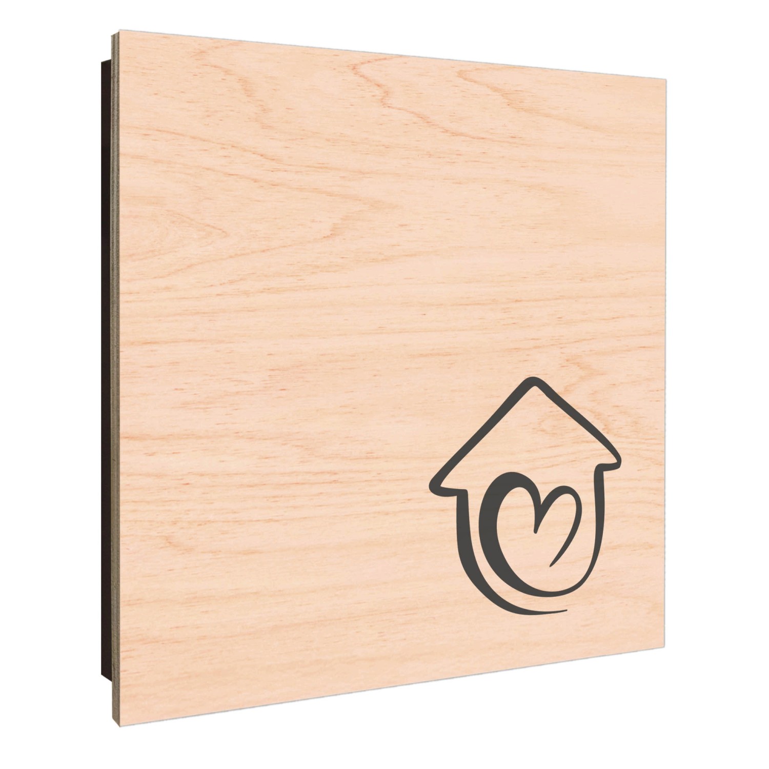 Banjado Schlüsselkasten aus Holz, 30x30cm, schwarz, mit Herzhaus Motiv. Schlüsselaufbewahrung für 50 Schlüssel.