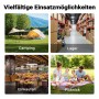 Vielseitige Einsatzmöglichkeiten des Lastenanhängers: Camping, Lager, Einkauf, Picknick. Ideal für Transport.