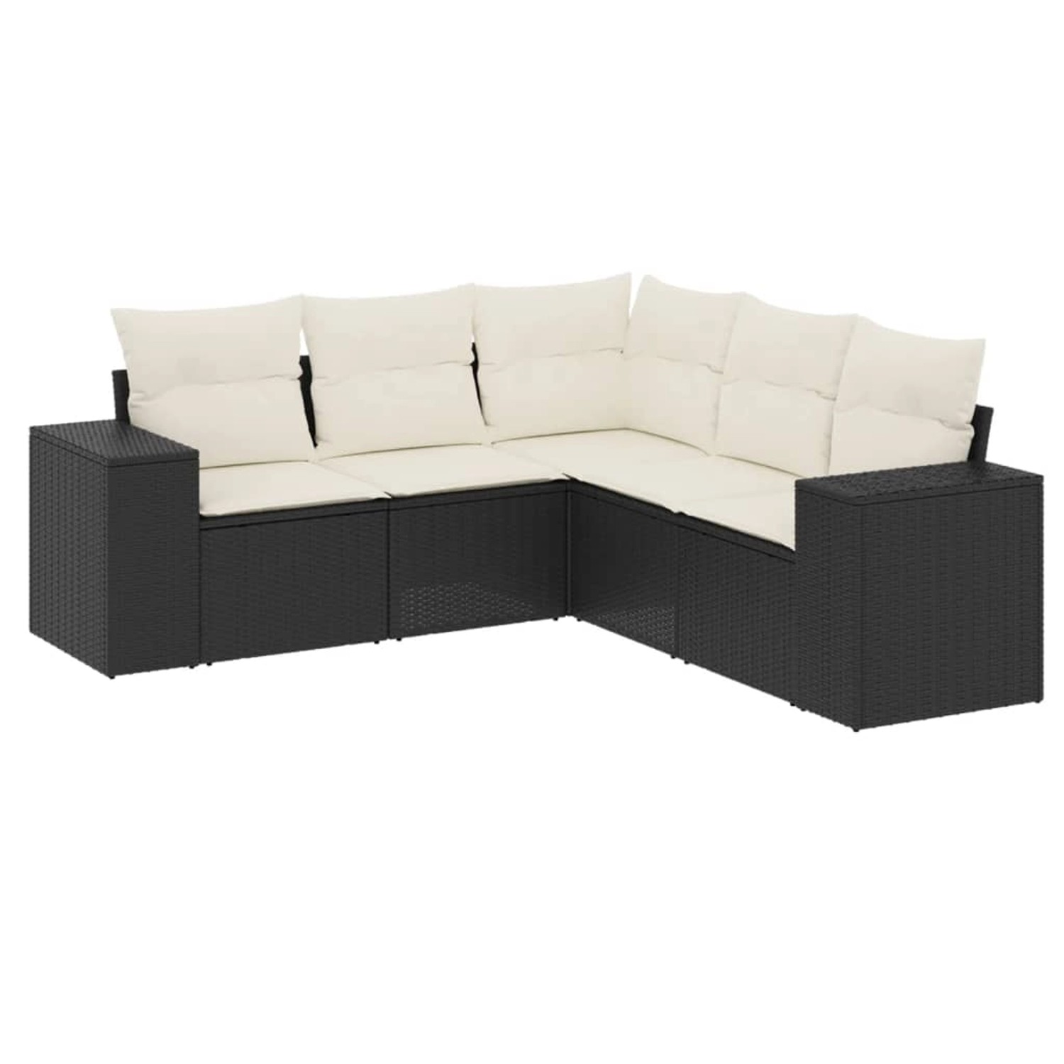 vidaXL 5-Tlg Garten-Sofagarnitur mit Kissen Schwarz Poly Rattan 3222545 günstig online kaufen
