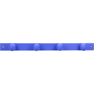 Blaue Hakenleiste aus Buchenholz mit 4 Haken, ideal für Kinderzimmer.