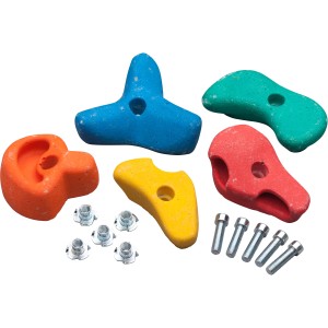 SwingKing Klettersteine, 5 bunte Griffe mit Schrauben für Spielturm oder Kletterwand.