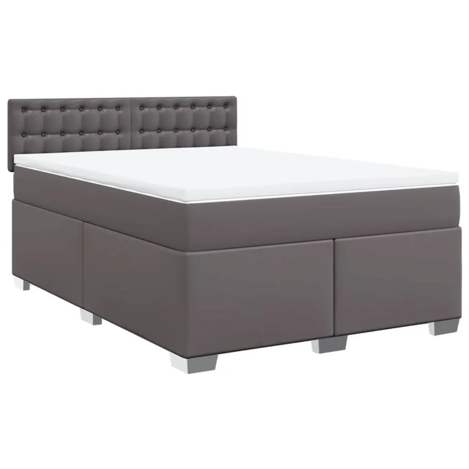 vidaXL Boxspringbett mit Matratze Grau 160x200 cm Kunstleder 3286130 günstig online kaufen