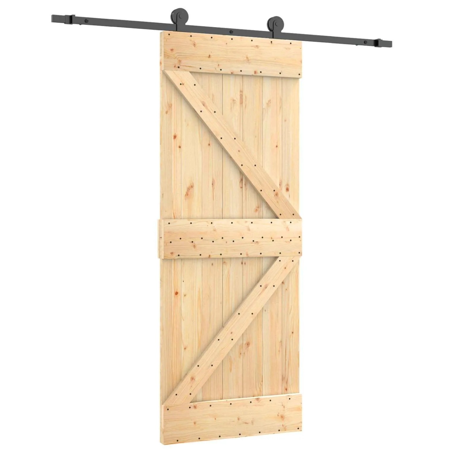 vidaXL Schiebetür Natur und Schwarz 70 x 210 cm Massivkiefer 3444983