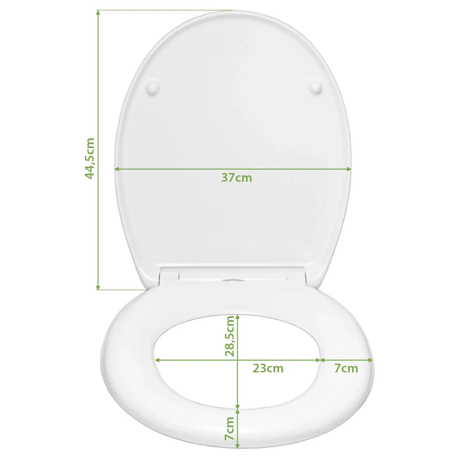 Weißer Banjado WC-Sitz mit Absenkautomatik und Blätter-Motiv für Standard-Toiletten.