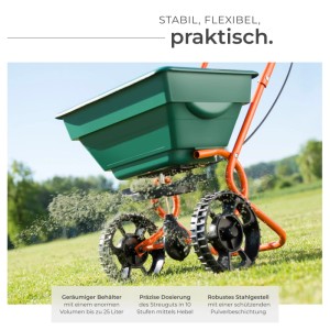 Tectake Streuwagen  25 L Einstellbare Streumenge  75 x 46 x 105 cm Grün