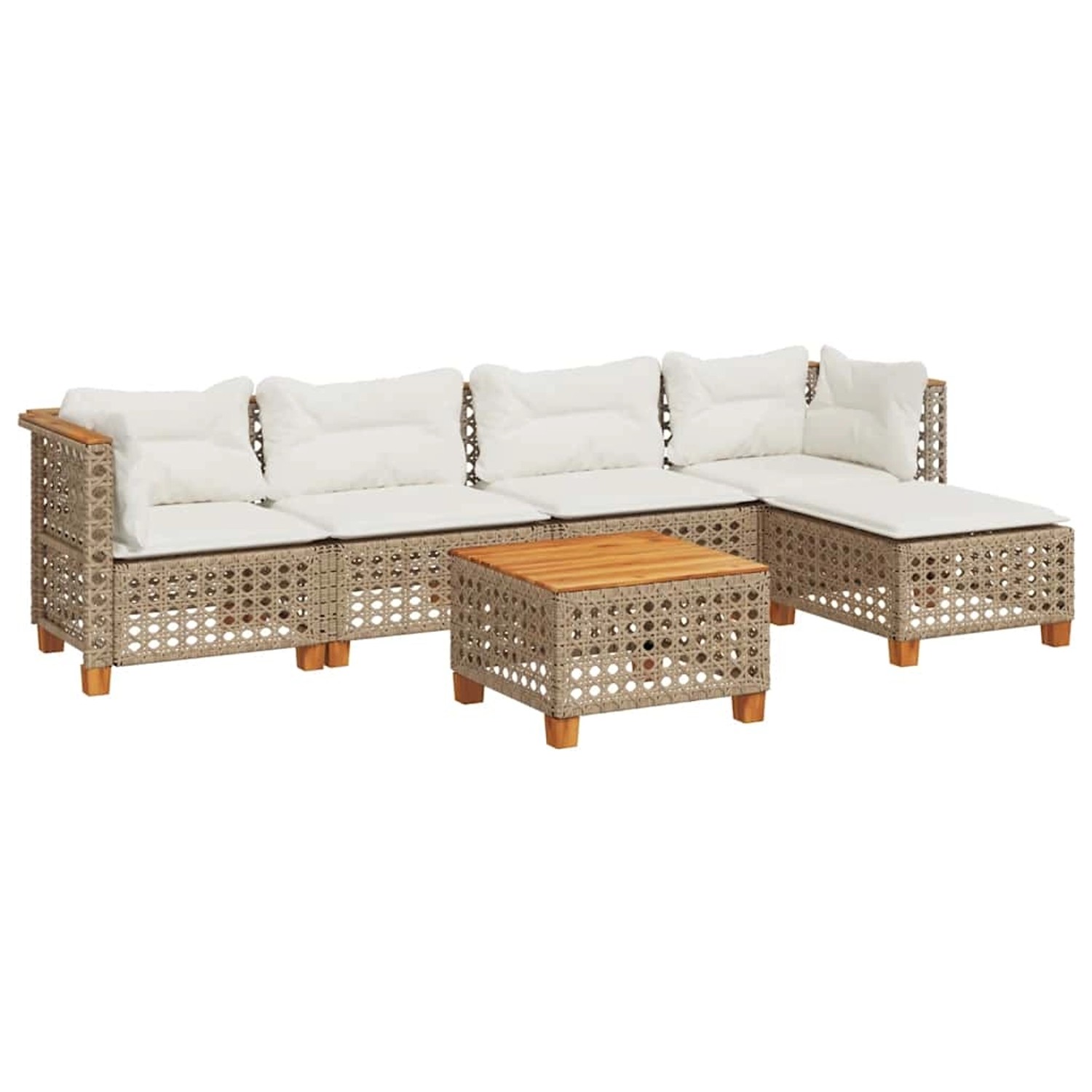 vidaXL 6-Tlg Garten-Sofagarnitur mit Kissen Beige Poly Rattan 3261796 günstig online kaufen