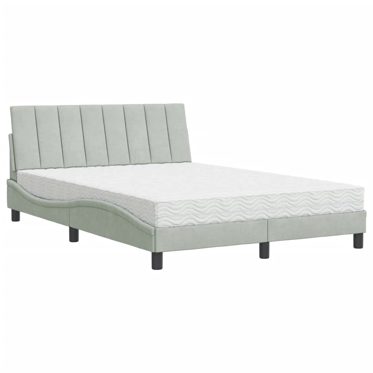 vidaXL Bett mit Matratze Hellgrau 120x200 cm Samt Modell 12008008