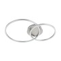 Moderne LED-Deckenleuchte Palmaves 3 von Eglo in Nickel-Matt/Silber mit zwei runden Leuchtelementen.