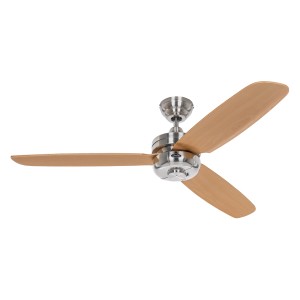 CASAFAN Deckenventilator Night Flight, 132 cm, Chrom gebürstet, Buche Flügel