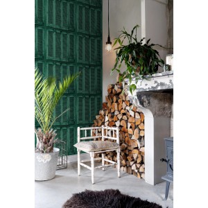 ESTAhome Tapete Verwitterte Französische Vintage Fensterläden Smaragdgrün 53 Cm X 1005 Cm 138885